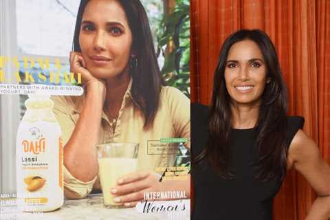 Padma Lakshmi on March 2022 Cover of Food & Beverage Magazine with DAH! yogurt